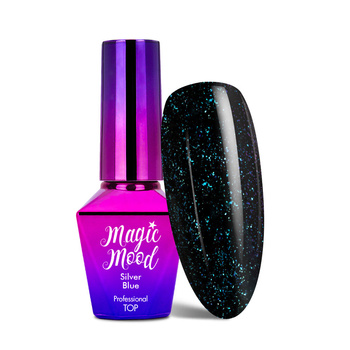 Топ-покриття Magic Mood MollyLac без змивання з блискітками Silver Blue, 10 г