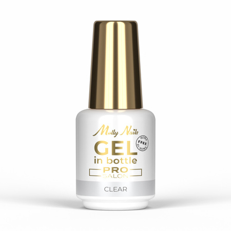 Gel de modelado en botella con pincel Gel in Bottle Molly Nails Pro Salon Clear sin HEMA ni Di-HEMA, 15 g