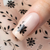 Dünne, selbstklebende Nagelsticker mit Blumenmotiv SO-281, schwarz
