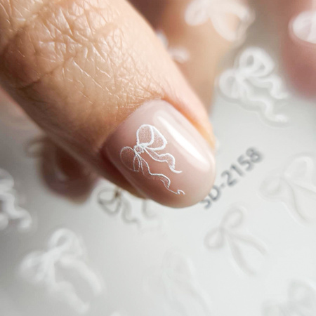 5D Self-Adhesive White Bow Nail Stickers SD-2158 MollyNails