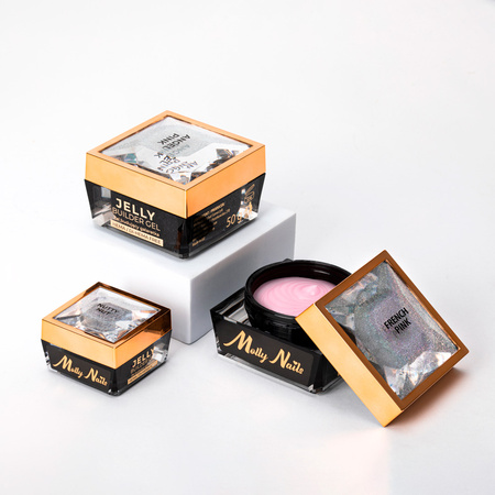 Jelly Builder Gel von Molly Nails – French Pink, ein festes, dickflüssiges Gel zum Aufbau von Gele, HEMA/Di-HEMA-frei, 50 g