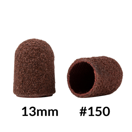 Capuchons abrasifs pour pédicure avec insert en coton, 13 mm, grain 150, marron, AlleMed, 10 pièces