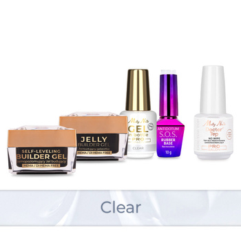Molly Nails PRO MATCH SYSTEM 4+1 Clear: 3 gel modellanti + base + Doctor Top 15 g