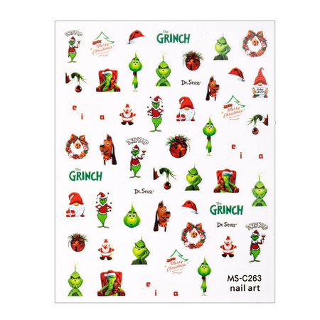 Adhesivos finos para uñas con motivos navideños de Molly Nails MS-C263