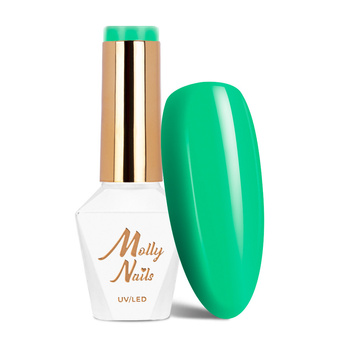 Vernis hybride Molly Nails Green Party Crystal Grass sans HEMA/Di-HEMA, 8 g, n° 84