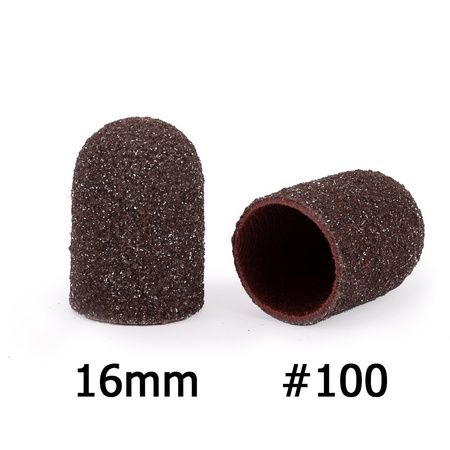 Capuchons abrasifs pour pédicure avec insert en coton, 16 mm, grain 100, marron, AlleMed, 10 pièces