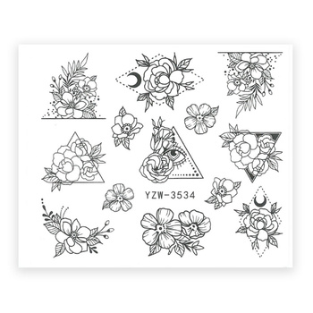Water-slide nail stickers with flowers YZW-3534