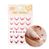 Autocollants pour ongles 5D / French / Ligne du sourire, 20 pièces, rouge, SD-2283