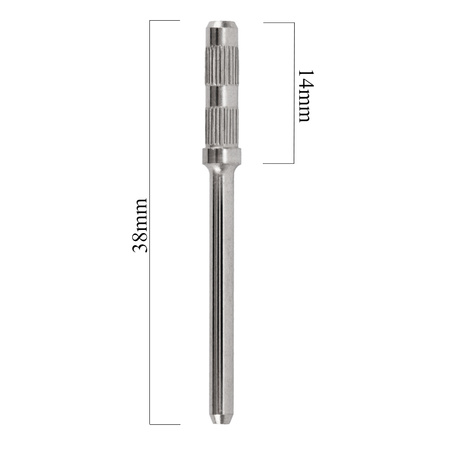 Eje de acero para copas abrasivas de 38 mm, color plateado, con dientes