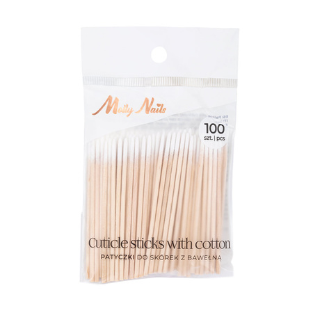 Molly Nails wooden cotton buds, 7 cm, 100 pcs