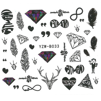 Water-slide nail stickers, design YZW-B033