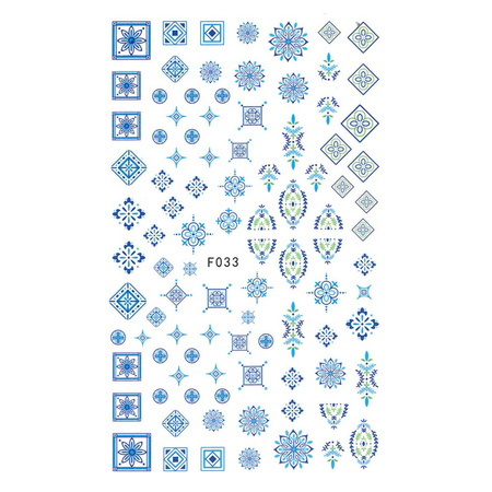 Thin self-adhesive nail stickers with decorative designs – No. F033