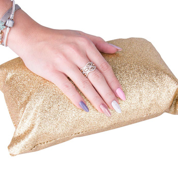 Armrest cushion for manicure, glittery gold