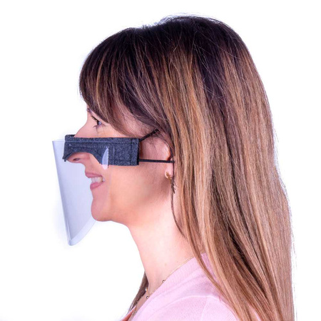 Mini visiera protettiva riutilizzabile per bocca e naso, universale, grigio melange, cucita