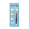Pincel de doble cara con esponja para ombré y nail art, con estampador y circonitas, negro