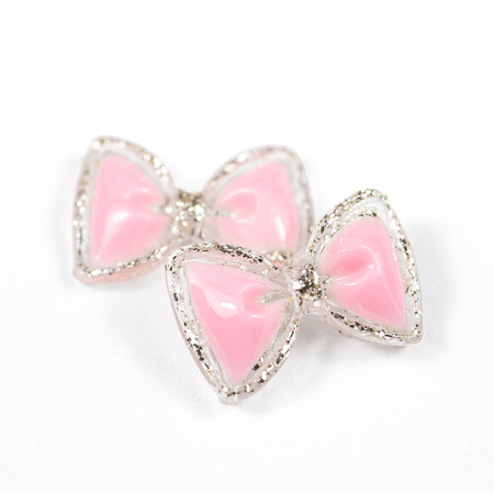 Decorazioni per unghie a forma di fiocco 3D rosa e argento, 20 pezzi