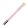 Pinceau éponge double face pour ombre et nail art avec tampon et strass roses