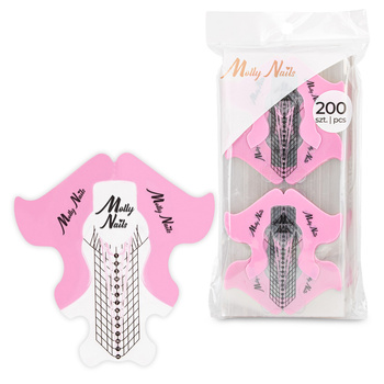Шаблони для нарощування нігтів Molly Nails, прозоро-рожеві, 200 шт.