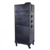 XXXL 4-in-1 cosmetic case, cosmetic suitcase on 360-degree swivel wheels, Diamond 3D Black with black fittings