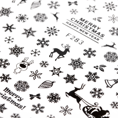 Autocollants pour ongles fins et adhésifs, motif de Noël, Molly Nails F283, noirs
