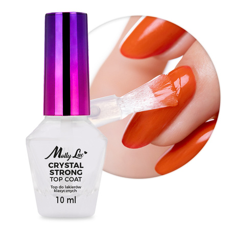 CRYSTAL STRONG Top Coat by MollyLac, a top coat for classic nail polishes, 10 ml