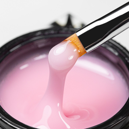 Gel de construcción autonivelante duro de densidad media Molly Nails Angel Pink, sin HEMA ni Di-HEMA, 15 g
