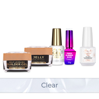 Molly Nails PRO MATCH SYSTEM 4+1 Clear : 3 gels de construction + base + Doctor Top 15 g
