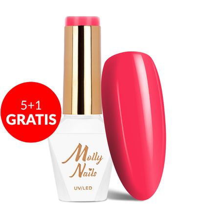 5+1 gratis Smalto ibrido Molly Nails Flamingo Pink Escape senza HEMA/Di-HEMA 8 g n. 146