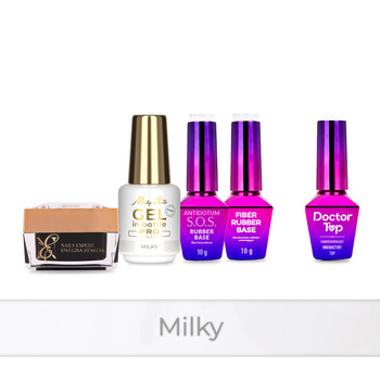 PRO MATCH SYSTEM 4+1 Milky: 2 gel da 15 g: SelfLeveling® in flacone + 2 basi + Doctor Top da 10 g IN OMAGGIO
