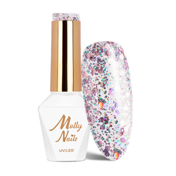 Esmalte híbrido Molly Nails Crushed Diamonds Shameless sin HEMA ni Di-HEMA, 8 g, n.º 533