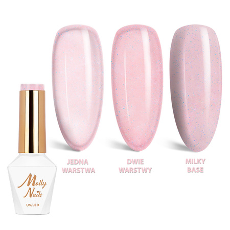 MollyNails Wedding Yes, I Do Transparent glitter pink HEMA/Di-HEMA Free hybrid polish 8g No. 23