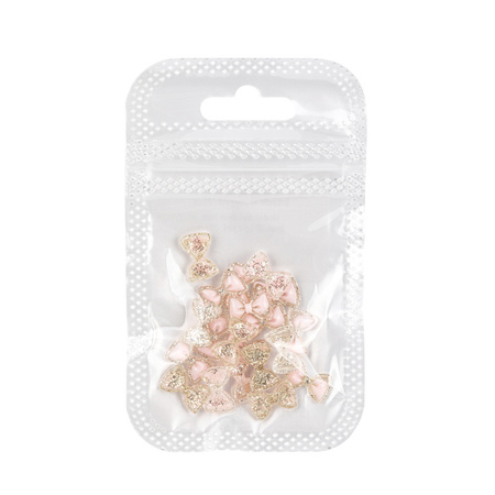 Adornos para uñas: lazos 3D en rosa y dorado, 20 unidades