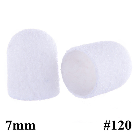 Capuchons pour pédicure 7 mm, grain 120, 100 pièces Fabric Podo AlleMed Blanc White