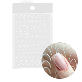Self-adhesive nail stickers/ French/ French smile line 48 pcs white STZ-CS169