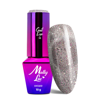 Magnetic hybrid nail polish with cat's eye effect Cat Eye Foxy Eyes Multicolor Chrom MollyLac 10g No. 558