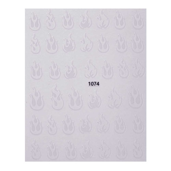 Dünne selbstklebende Nagelsticker mit Flammen- und Feuer-Motiven Nr. 1074, weiß