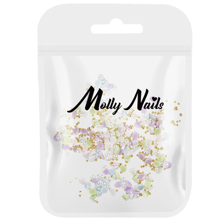 Nageldekorationen: Acrylblumen + Perlen von Molly Nails, Farbmischung, 150 Stück, Nr. 2