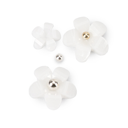 Acrylic flower nail decorations + Molly Nails white beads, 150 pieces