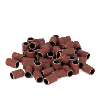 Cappucci per manicure e pedicure, mandrini, inserti abrasivi, cilindro da 6 mm, grana 180, AlleMed, marroni, 50 pezzi