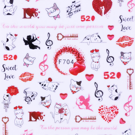 Thin self-adhesive Valentine's Day nail stickers F704
