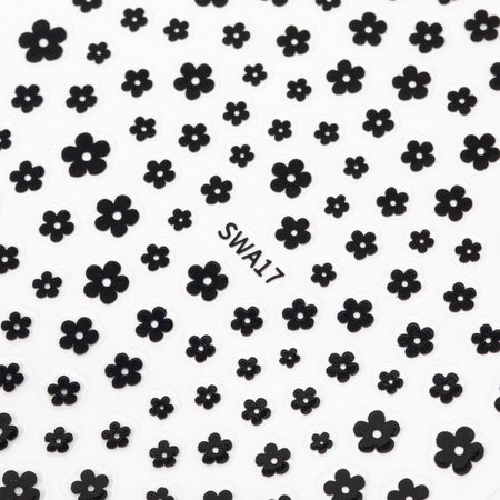Adhesivos para uñas finos y autoadhesivos con motivos florales SWA17, negros