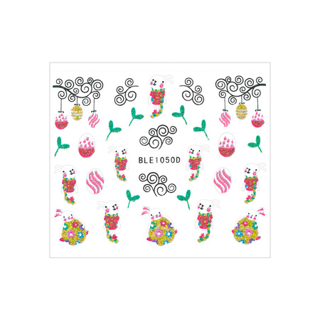 Adesivi 3D per unghie con glitter a tema pasquale BLE 1050D