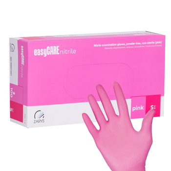Gants jetables en nitrile à usage diagnostique et de protection Easycare Nitrile Pink, taille S, roses, 100 pièces