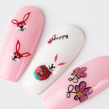 Selbstklebende 3D-Nagelaufkleber mit Glitzer für Ostern BLE 1052D