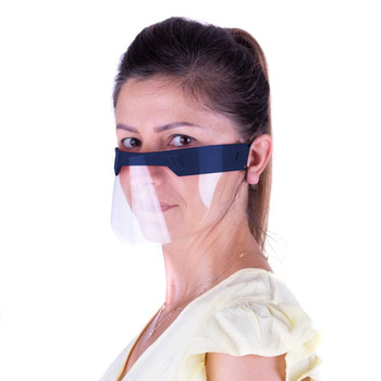 Reusable universal mini face shield for mouth and nose, dark navy blue
