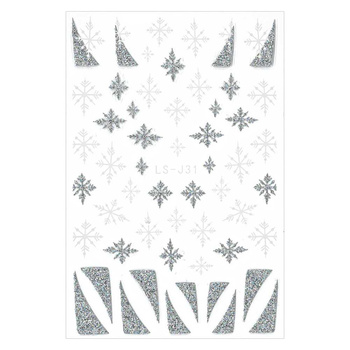 3D Self-Adhesive Glitter Christmas Nail Stickers LS-J31 Silver Holo