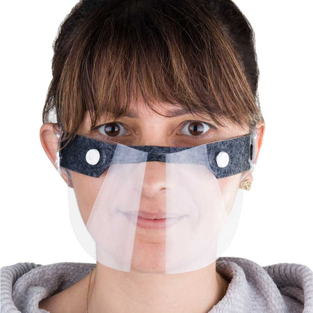 Reusable universal mini face shield for mouth and nose, gray melange