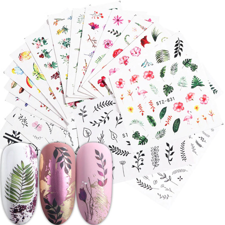 Water stickers for nails, flamingo plants STZ-831