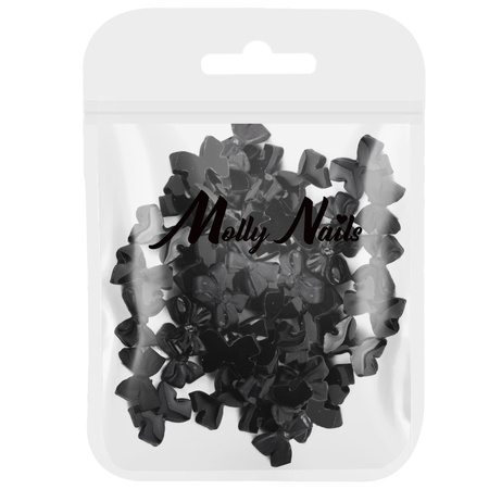 3D-Schleifen-Nageldekorationen von Molly Nails, schwarz, 100 Stück