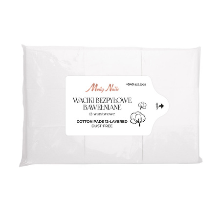 Waciki bezpyłowe bawełniane 12 warstwowe Molly Nails ok. 540 sztuk